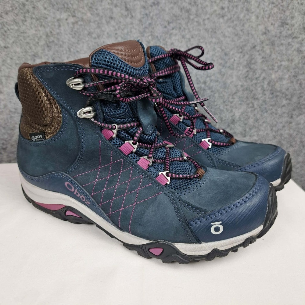 Oboz Sapphire Mid Waterproof Hiking Boots Womens‎ Size 6.5 Dark Blue Huckleberry